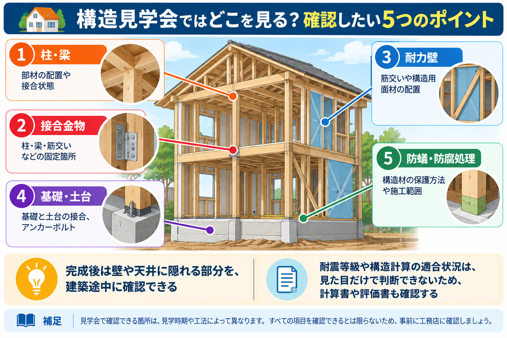 構造見学会で確認できる住宅の内部構造の図解